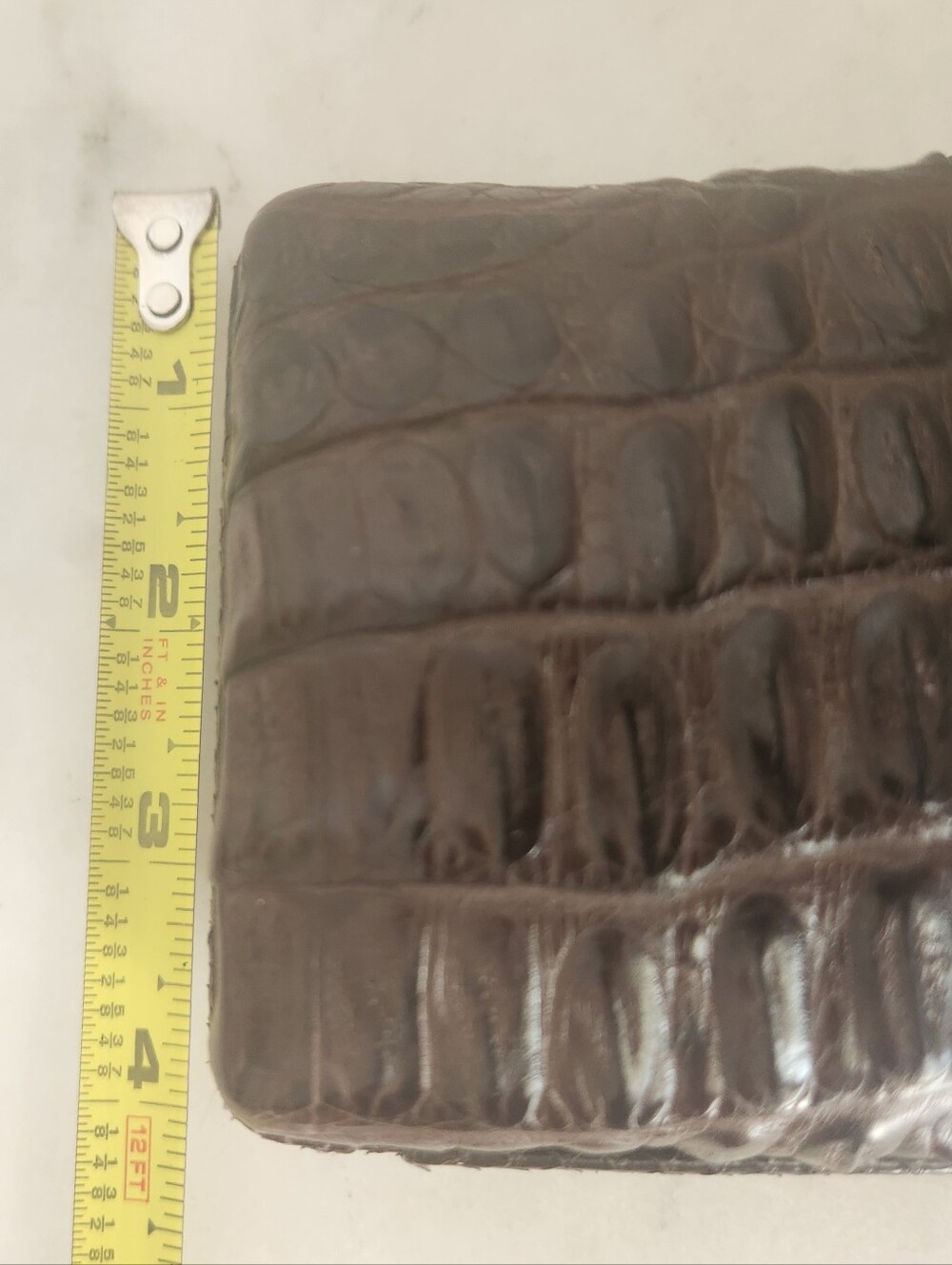 Brown Croc-Embossed Leather Snakeskin Make Up Case Clutch - Picture 10 of 10